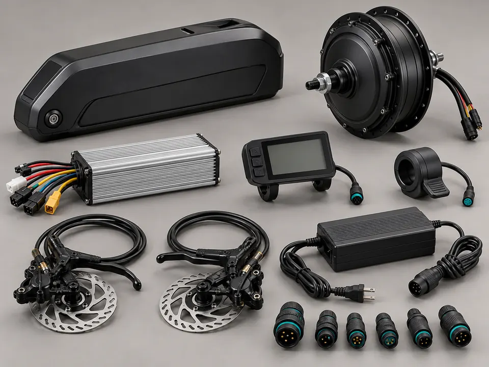 E-mobility battery, motor, controller, lighting and machined component board